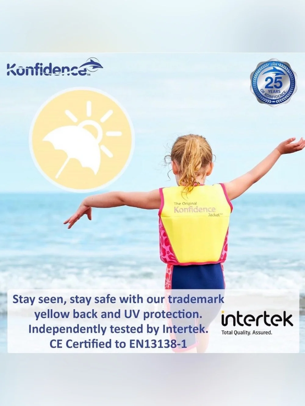 Konfidence Kids (6-7) Adjustable Swim Vest in Blue and Orange